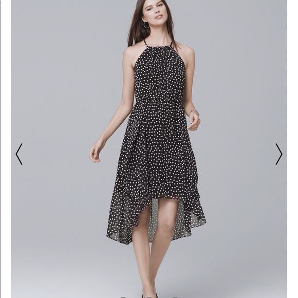 White House Black Market Polka Dot High Low Dress - Picture 3 of 7